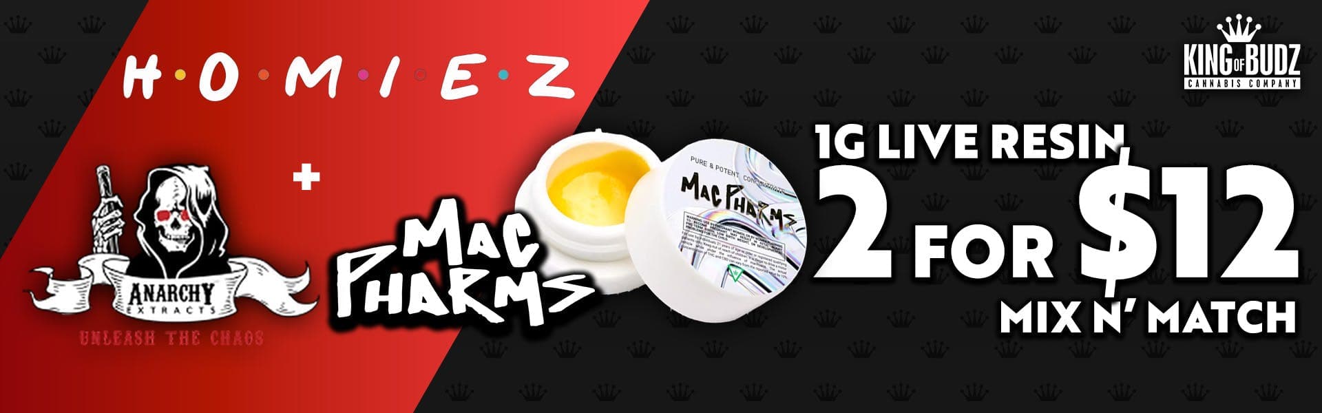 Anarchy Mac Pharms Stickee Yacht Fuel Homiez 1g Live Resin 2/$12
