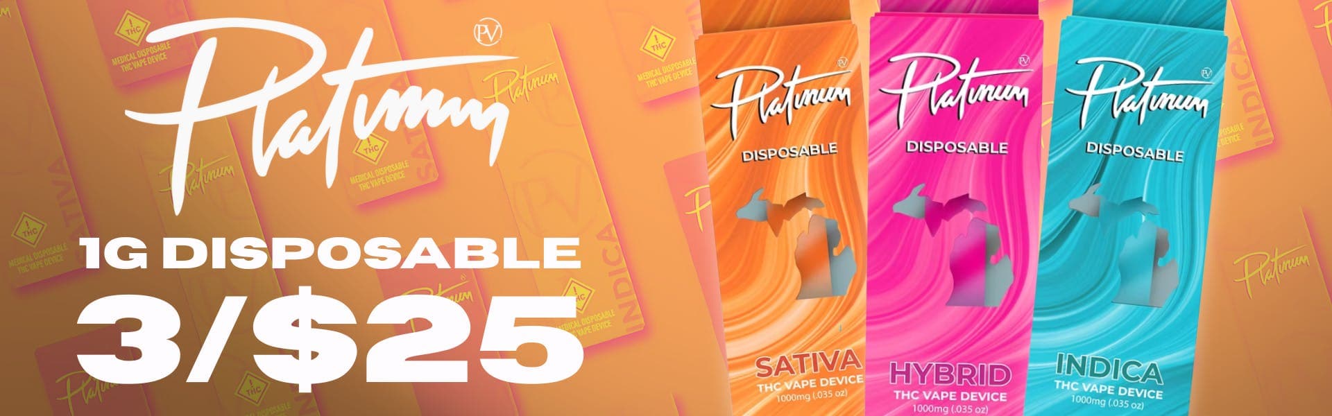 15 FOR $90 PLATINUM VAPE 1G DISPOSABLE