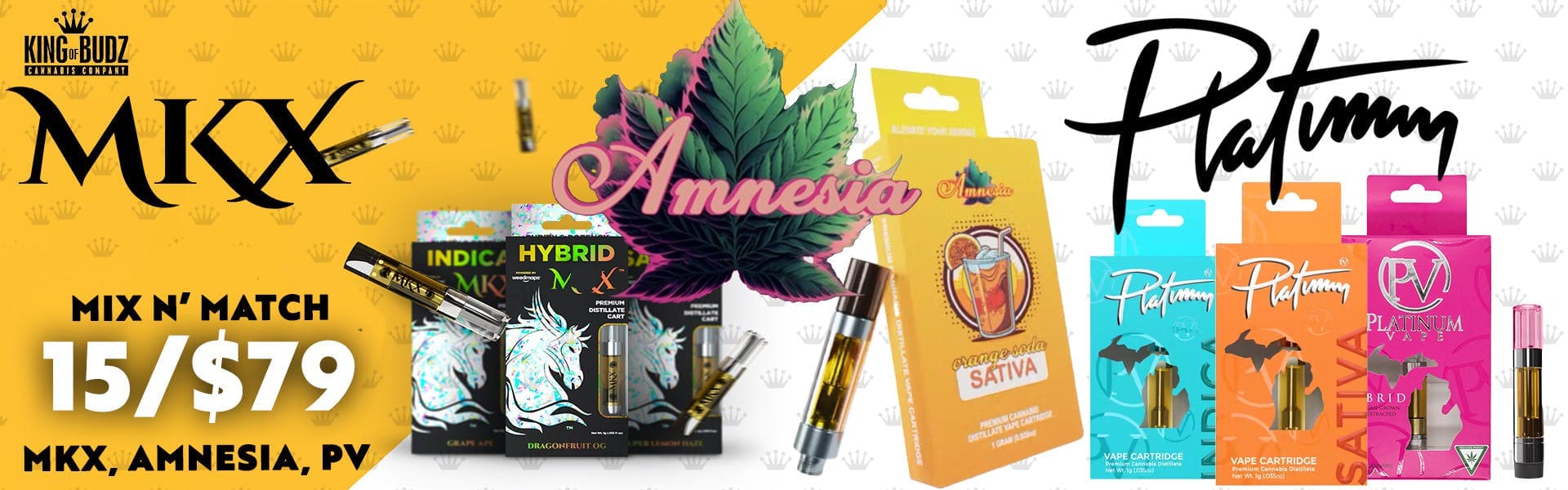 MKX Platinum AND Amnesia 1g Cart - Mix AND Match 15 for $79