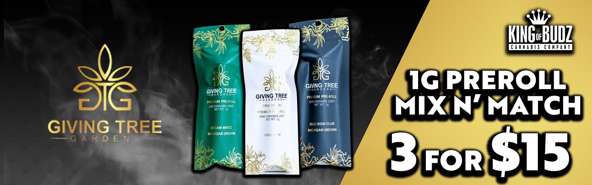3 FOR $15 GIVING TREE 1G PRE-ROLLS