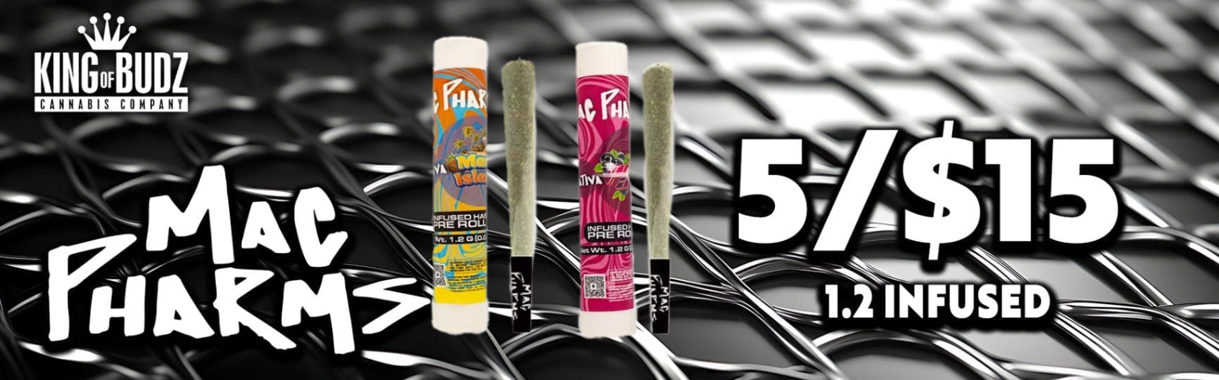 Mac Pharms 1.2g Infused Prerolls 5/$15